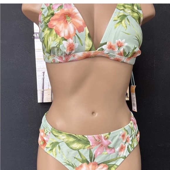 Shade & Shore Other - Shade & Shore Floral Bikini Top - Green and Orange new size s